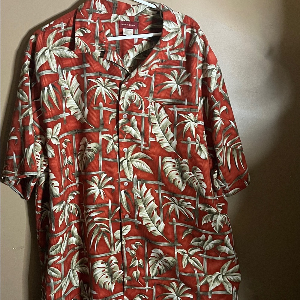 😄Vintage leafy short sleeve shirt Hawaiian vacation 2XL